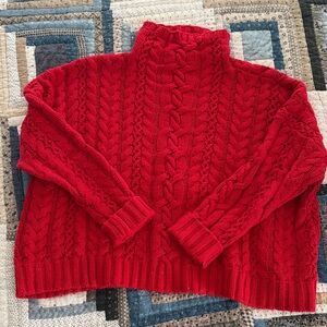 Lauren Ralph Lauren Red Cable Knit Turtleneck Sweater